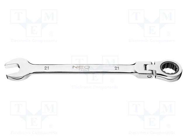 Wrench; combination spanner,with ratchet,with joint; 21mm