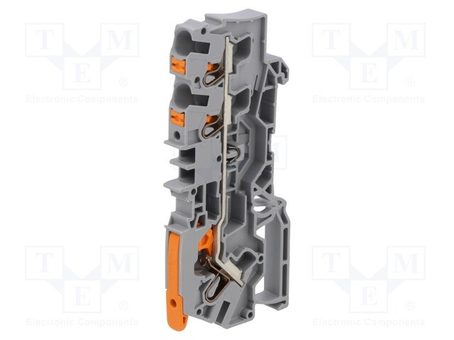 Splice terminal: rail; 0.5÷6mm2; ways: 1; terminals: 3; grey; 2104