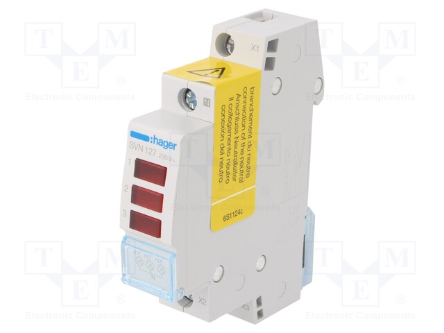 Module: voltage indicator; 230VAC; IP20; DIN; Colour: red