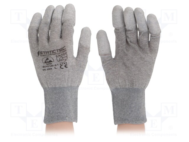 Protective gloves; ESD; L; 10pcs; Mat: conductive nylon fiber