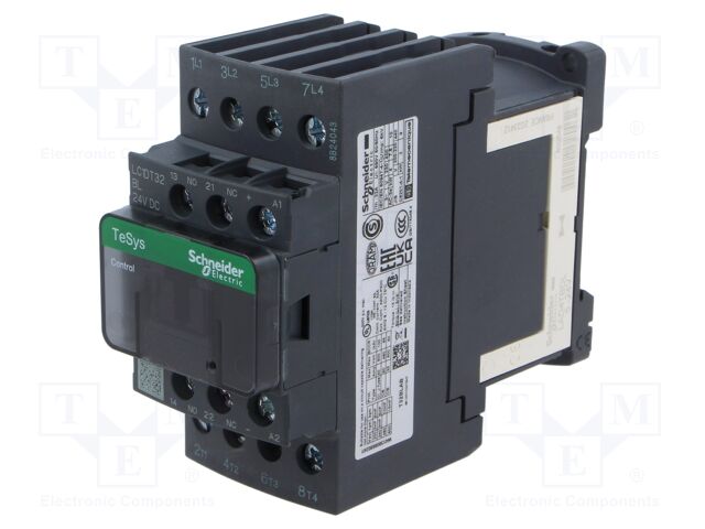 Contactor, TeSys D Series, DIN Rail, Panel, 690 VAC, 4PST-NO, 4 Pole