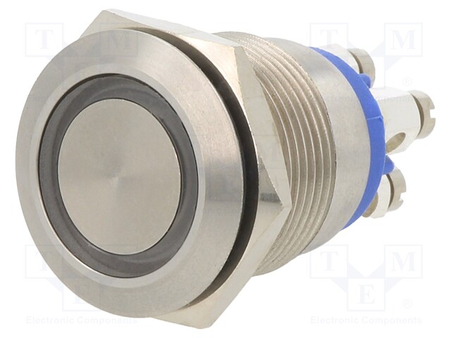 Vandal Resistant Switch, MPI002 Series, 19.2 mm, SPST-NO, Momentary, Flush, Natural