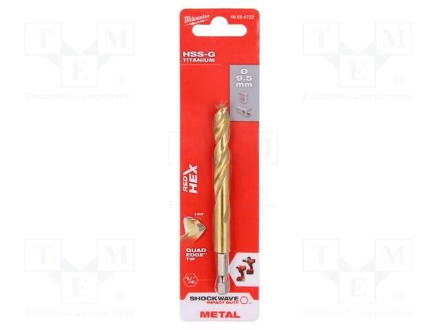 Drill bit; for metal,impact; Ø: 9.5mm