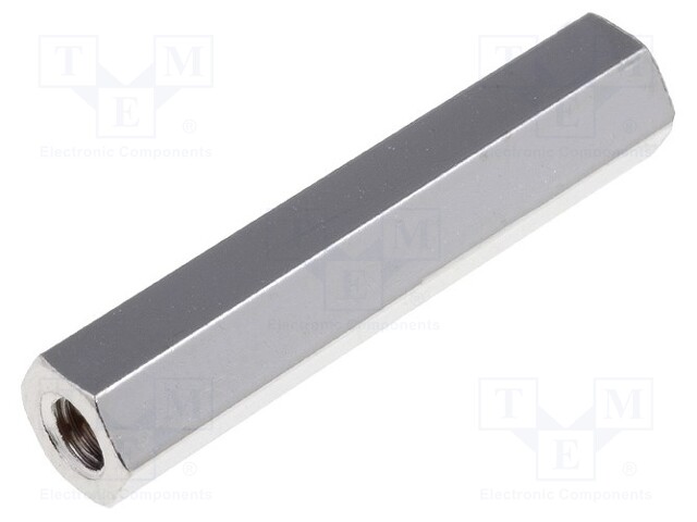 Screwed spacer sleeve; Int.thread: M3; 25mm; brass; nickel