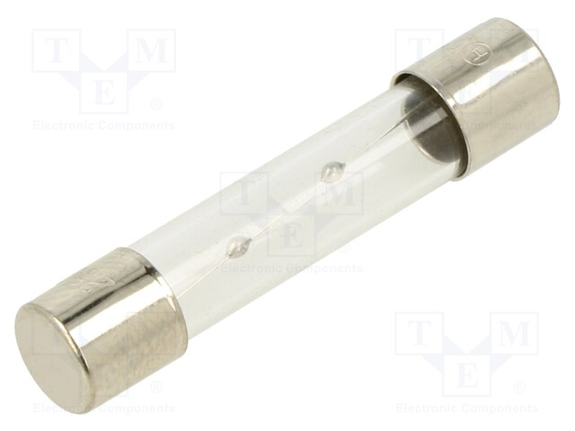 Fuse: fuse; 6A; 250VAC; glass; 6.35x31.8mm; brass; nickel plated