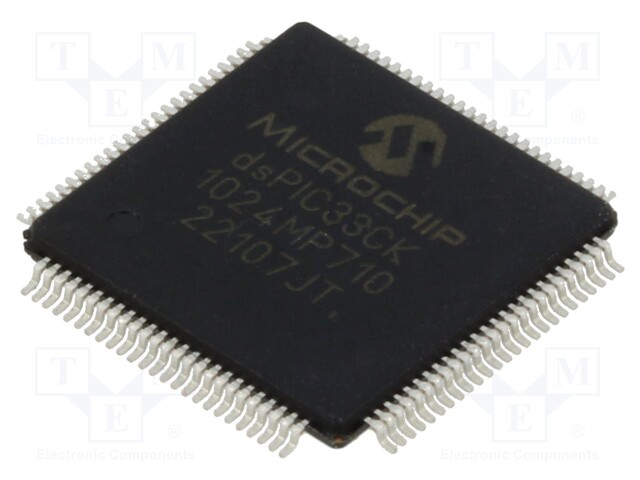 IC: dsPIC microcontroller; SRAM: 128kB; Memory: 1024kB; TQFP100