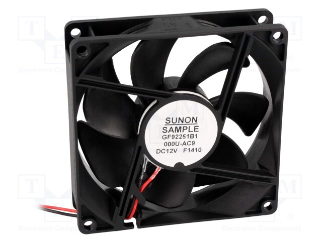 Fan: DC; axial; 12VDC; 92x92x25mm; 126.75m3/h; 47dBA; ball bearing