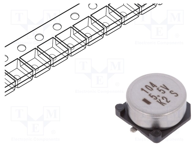 Capacitor: electrolytic; 0.1F; 5.5VDC; ESR: 50Ω; SMD; -20÷+80%