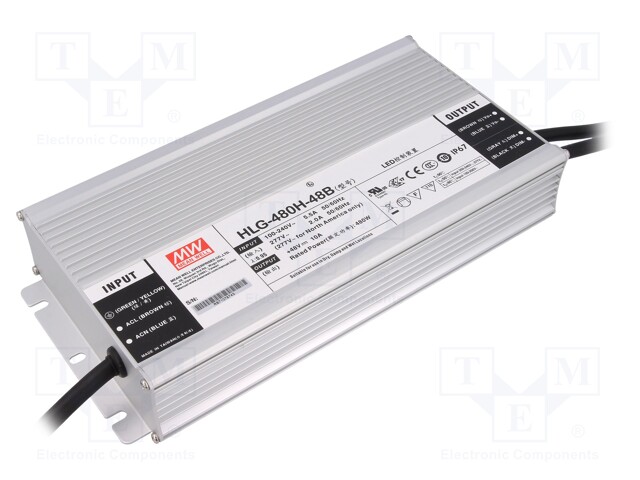 Power supply: switched-mode; LED; 480W; 48VDC; 10A; 90÷305VAC; IP67