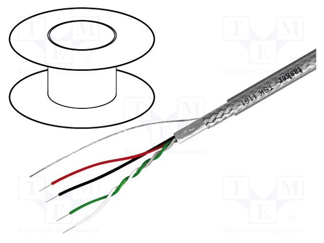 Wire; USB 2.0; 1x2x0,08mm2 + 2x0,14mm2; stranded; OFC; 100m; 30VAC