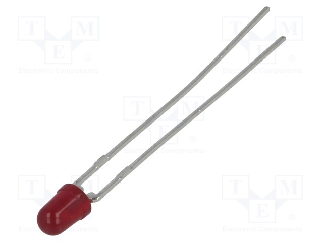 LED; 3mm; red; 0.8÷2.1mcd; 50°; Front: convex