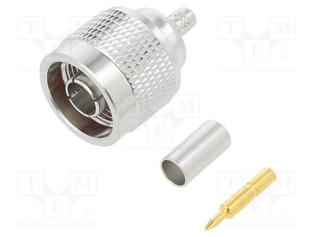 Plug; N; male; straight; 50Ω; crimped; teflon; gold-plated