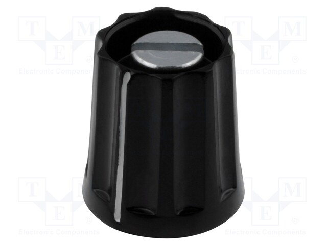 Knob; with pointer; plastic; Shaft d: 3mm; Ø11.8x13mm; black