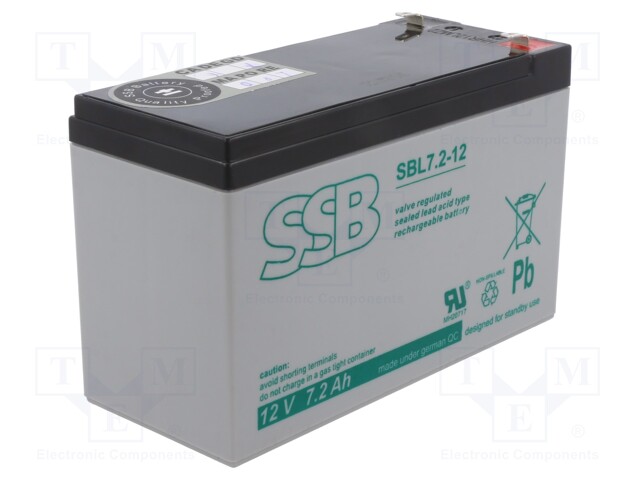 Re-battery: acid-lead; 12V; 7.2Ah; AGM; maintenance-free