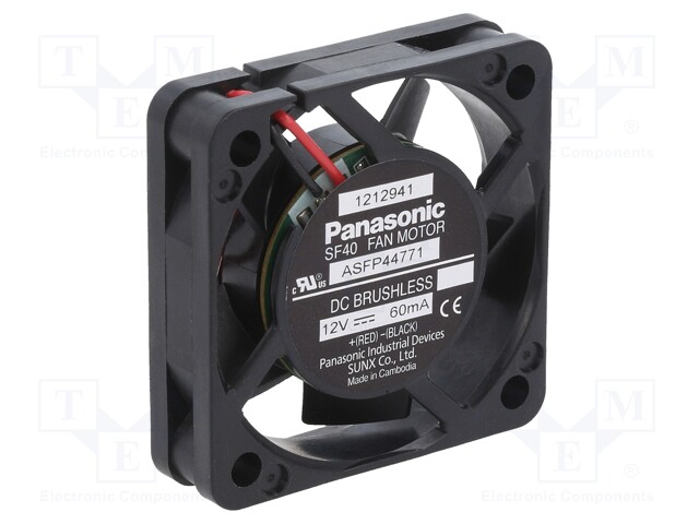 Fan: DC; axial; 12VDC; 40x40x10mm; 8.4m3/h; 21.5dBA; ball bearing