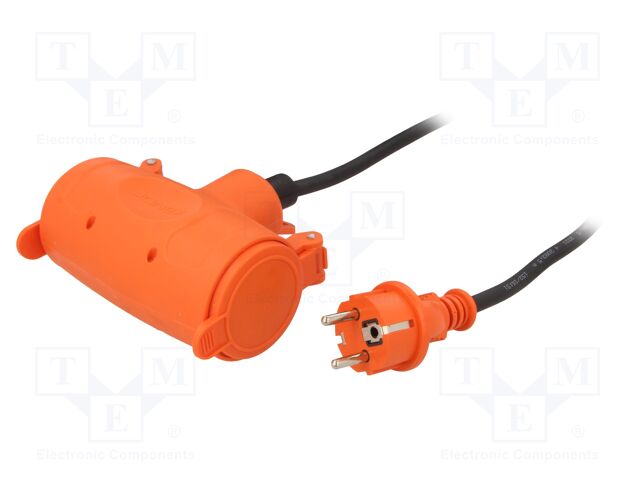 Extension lead; double; Sockets: 2; rubber; black; 3x1,5mm2; 20m