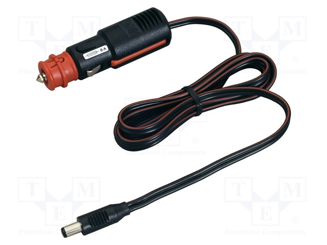 Automotive/main power supply; DC 5,5/2,5 plug; 8A; black; 2m