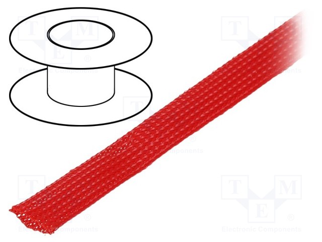 Braid; polyester; 11÷17,nom.12mm; red; Package: 100m