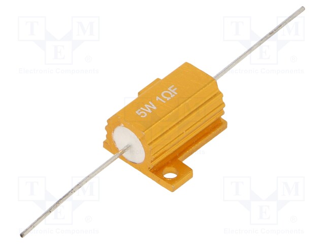 Resistor: wire-wound; with heatsink; 1Ω; 5W; ±1%; 50ppm/°C; axial