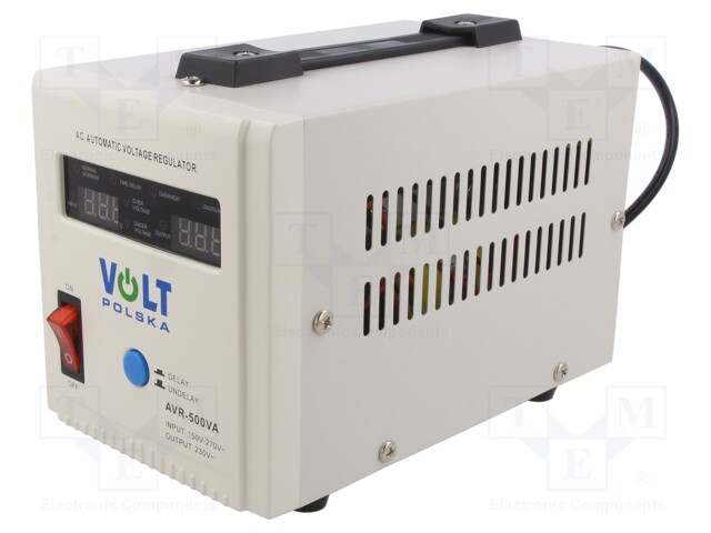 Device: automatic voltage stabiliser; 500VA; Uout: 230VAC; ±8%