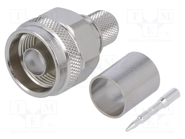Plug; N; male; straight; 50Ω; RG213; crimped; for cable; teflon