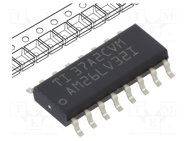 Line Receiver RS422, 3V-3.6V Supply, SOIC-16