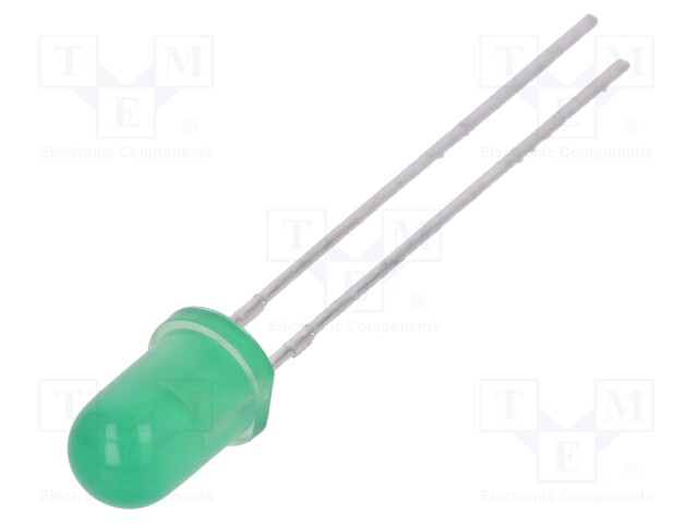 LED; 5mm; green; 1.2÷3mcd; 30°; Front: convex; No.of term: 2