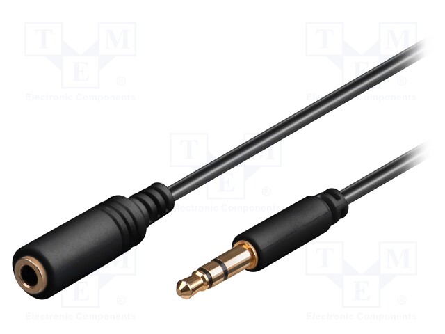 Cable; Jack 3.5mm 3pin socket,Jack 3.5mm 3pin plug; 2m; black