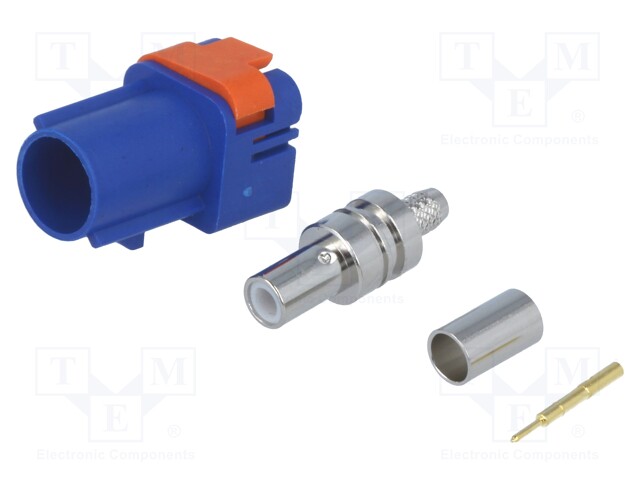 Plug; FAKRA II SMB; male; straight; RG174,RG316; crimped; blue