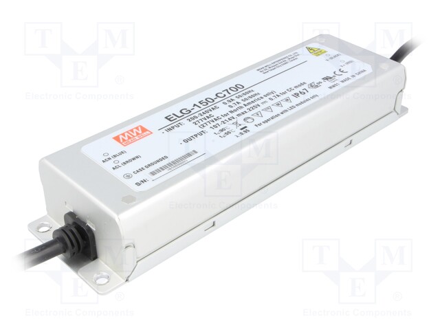 Power supply: switched-mode; LED; 149.8W; 107÷214VDC; 700mA; IP67