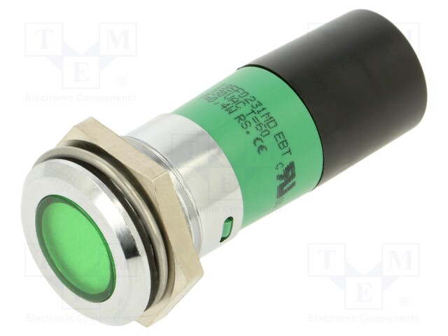 Indicator: LED; green; 230VAC; Ø22mm