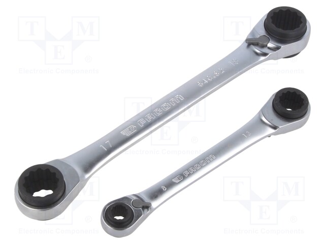 Wrenches set; box,with ratchet; double-sided,with switch; 2pcs.