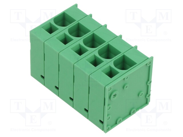 PCB terminal block; Contacts ph: 10mm; ways: 5; angled 90°; green