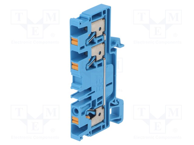 Splice terminal: rail; 4mm2; ways: 1; terminals: 3; blue; wemid; TS35