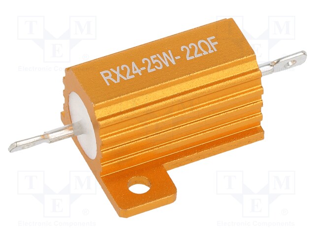 Resistor: wire-wound; with heatsink; 22Ω; 25W; ±1%; 50ppm/°C