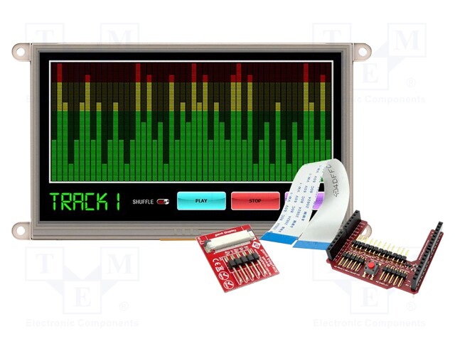 Display: TFT; 7"; 800x480; Window dimensions: 154.08x85.92mm; 5V