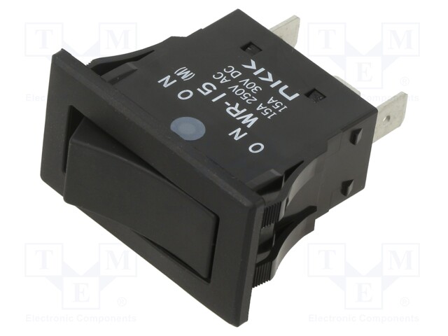 ROCKER; SPST; Pos: 2; ON-(ON); 15A/250VAC; 15A/30VDC; none; -25÷85°C