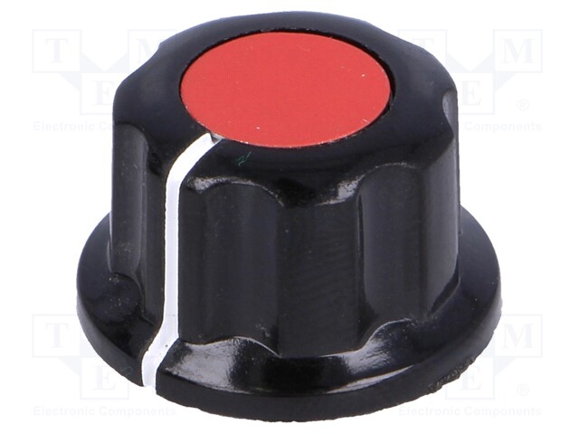 Knob; with flange; bakelite; Shaft d: 6.35mm; Ø16.5x11mm; red