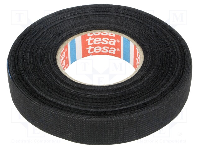 Fabric tape; PET wool; W: 15mm; L: 15m; black