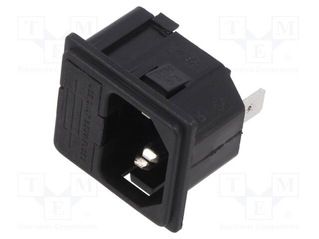 Connector: AC supply; socket; male; 10A; 250VAC; IEC 60320; C14 (E)