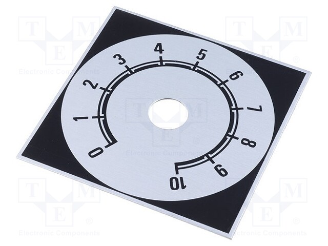 Scale; Range: 0 ÷ 10; 58x58mm; Øhole: 10mm; Mat: aluminium