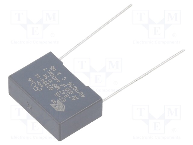 Capacitor: polypropylene; X1; 0.033uF; 440VAC; ±10%; THT; -40÷110°C