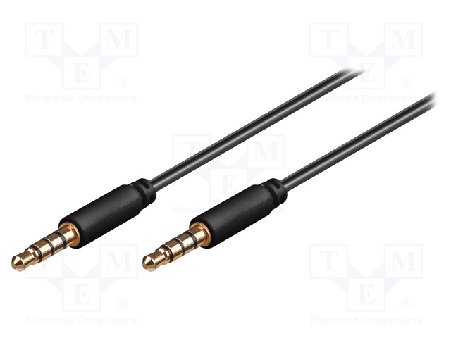 Cable; Jack 3,5mm 4pin plug,both sides; 1m; Plating: gold-plated