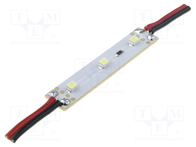 Module: LED; Colour: white; 1.8W; 144(typ)lm; 12VDC; 120°; 50x10mm