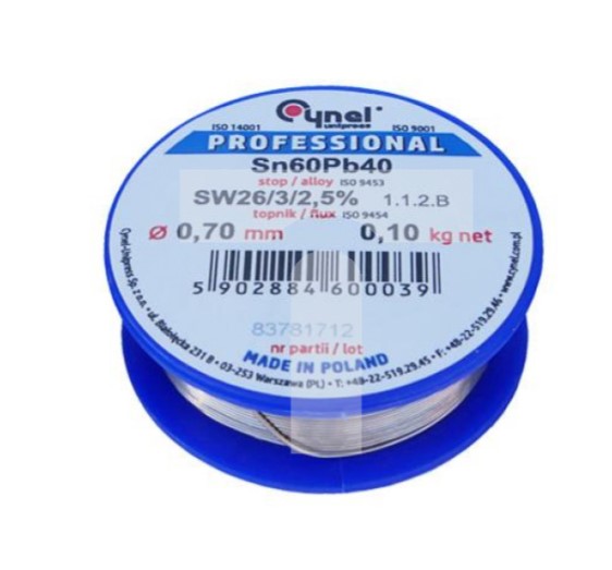 Soldering wire CYNEL LC60; Sn60Pb40; 0.7mm; 100g; lead-based; Package: reel