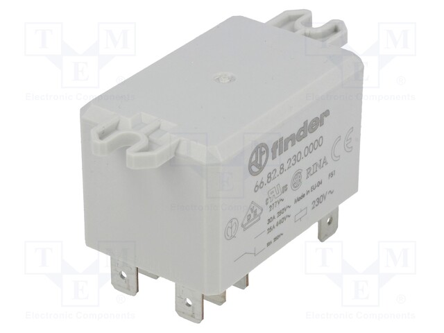 Relay: electromagnetic; DPDT; Ucoil: 230VAC; Icontacts max: 30A