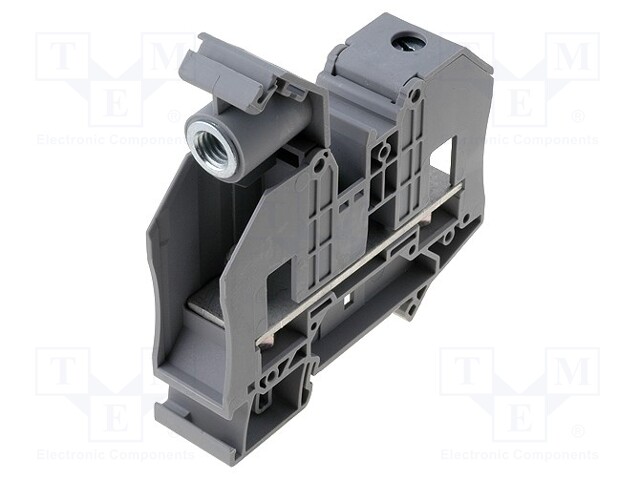 Splice terminal: rail; ways: 1; terminals: 2; grey; screw terminal