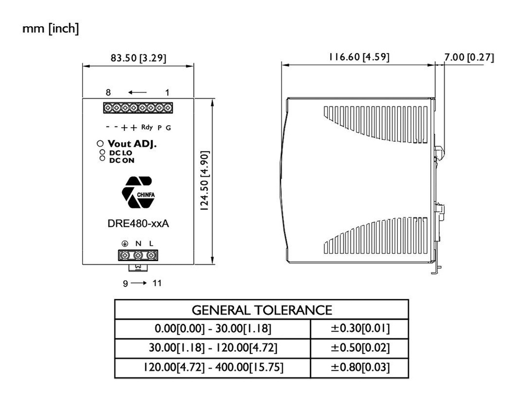 Power supply: switching; for DIN rail; 480W; 12VDC; 20A; 88÷264VAC