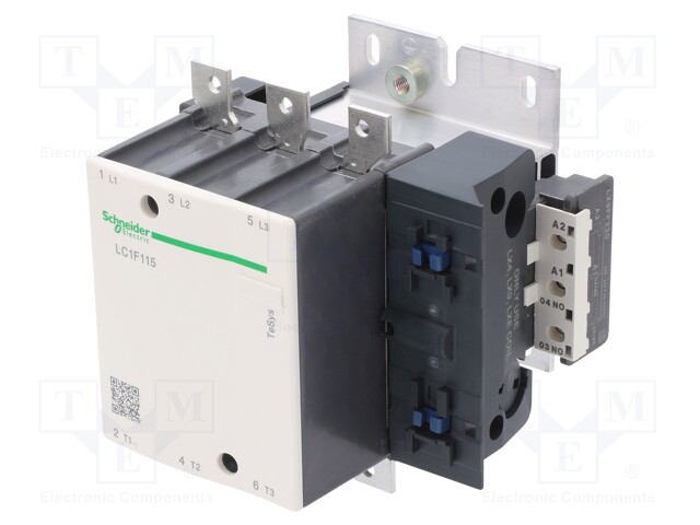 Contactor: 3-pole; NO x3; 230VAC; 115A; DIN; TeSys F; -5÷55°C; 1kV