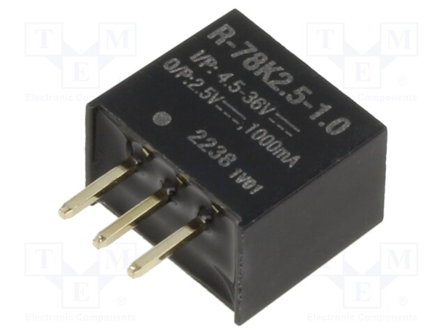Converter: DC/DC; Uin: 4.5÷36V; Uout: 2.5VDC; Iout: 1A; SIP3; 1.7g